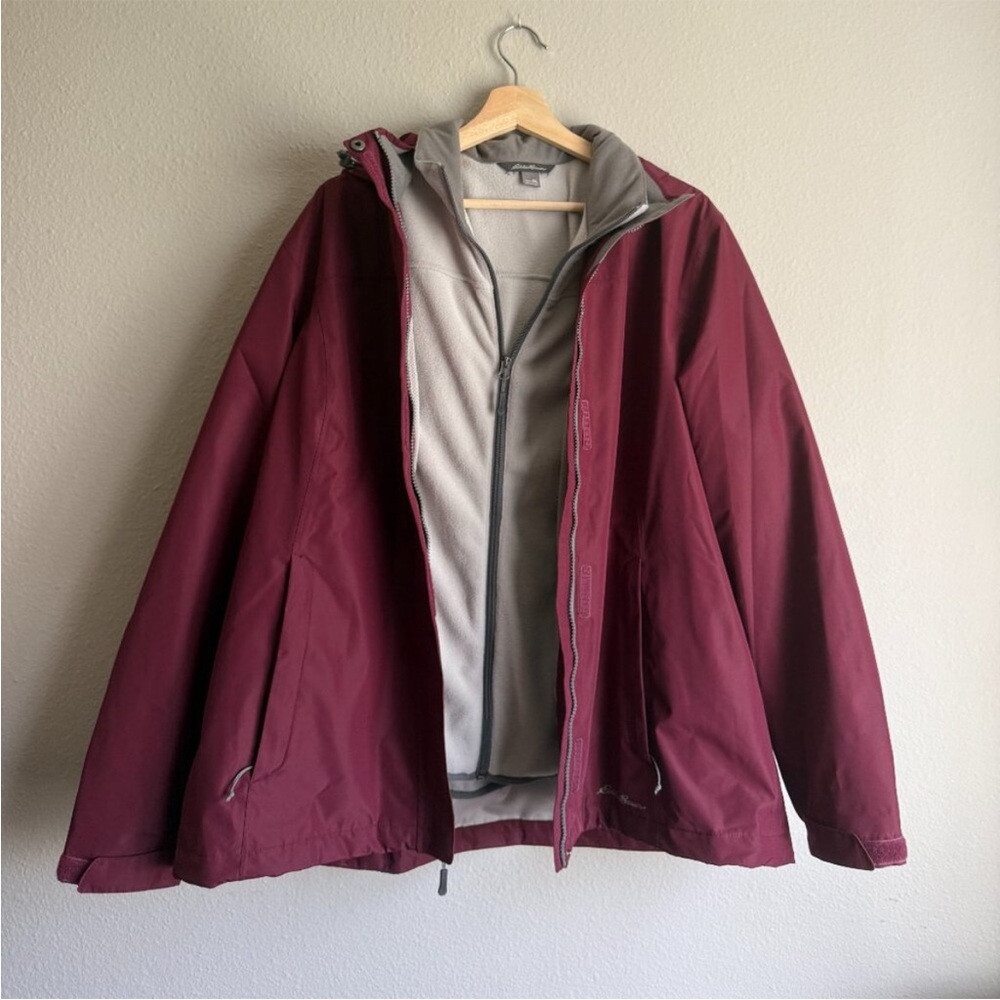 Eddie Bauer 2X Fleece & Water Resistant Two-Layer Rain Jacket/Coat